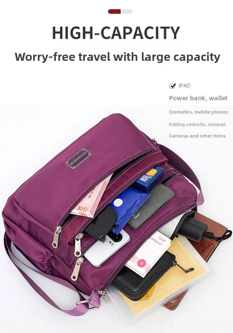 2025 Bag Women's Large Capacity Shoulder Bag Waterproof and Wear Resistant Multi Pocket Commuter Leisure Outdoor Crossbody Bag