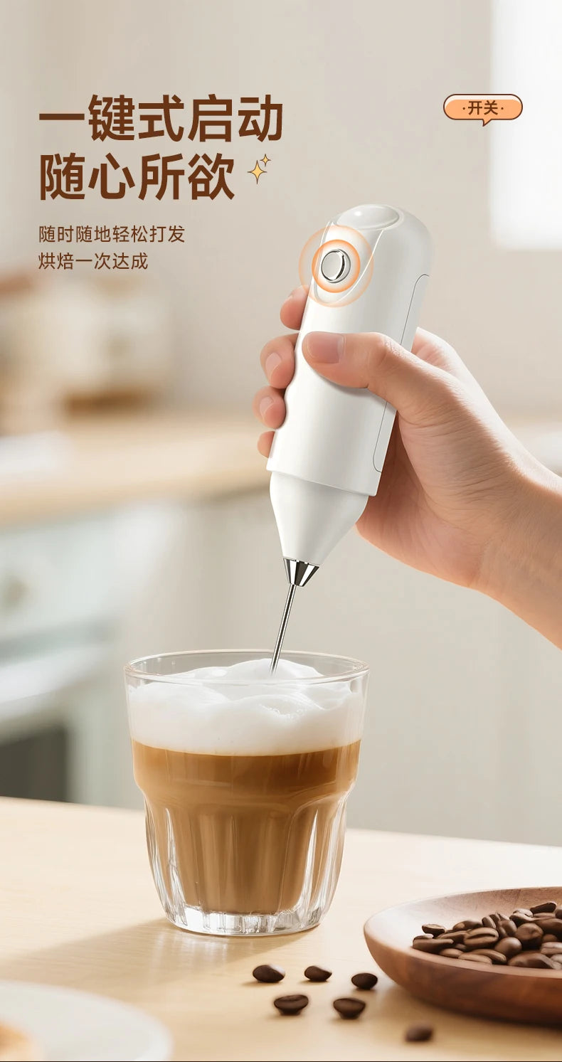 Wireless Milk Frother Electric Handheld Dry Battery Powered Blender Mini Coffee Maker Whisk Mixer For Coffee Cappuccino Cre