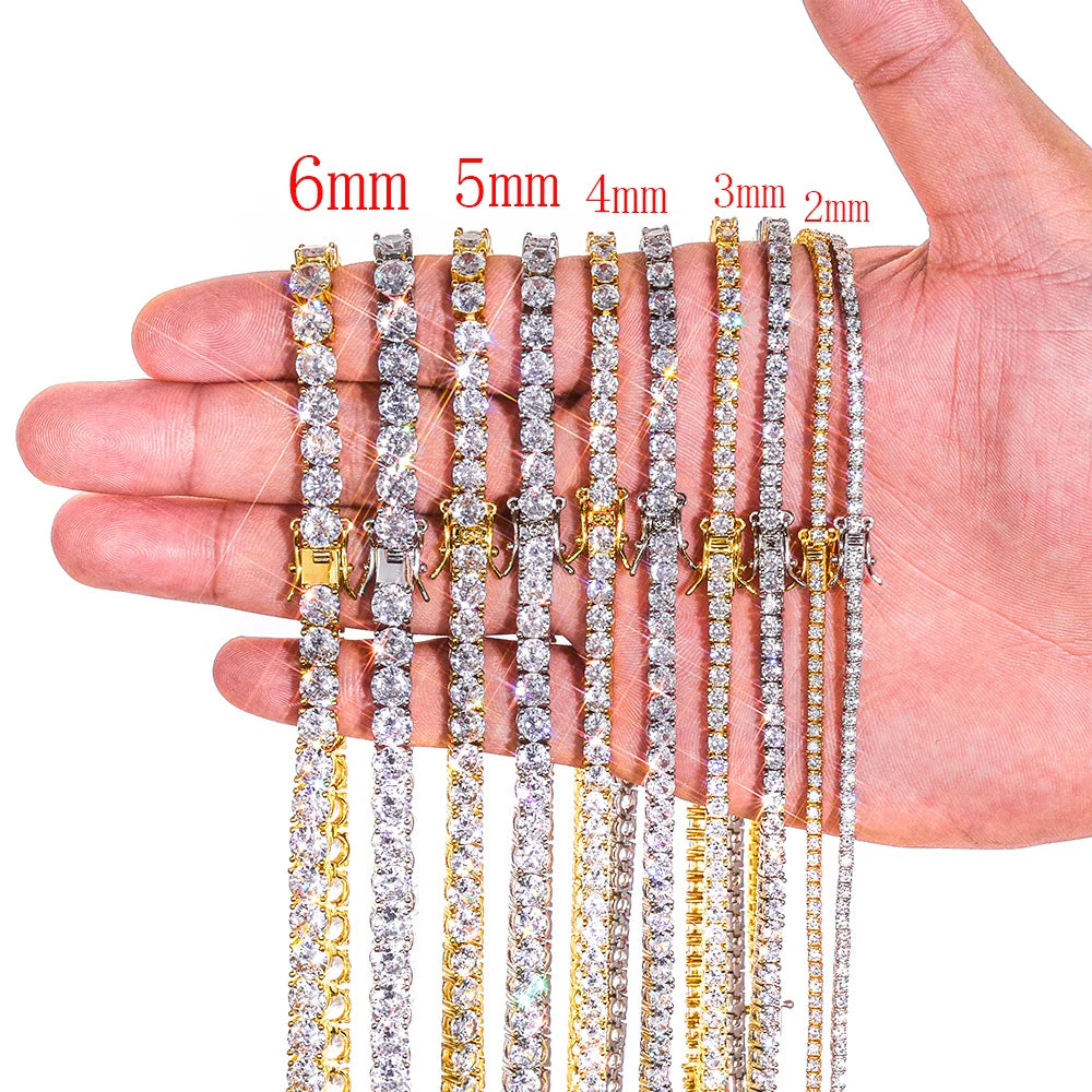 NY 2026 New Copper Material 2/3/4/5mm Iced VVS Moissanite Sparkling Tennis Chain Gift to Women With Exquisite Jewelry Necklace