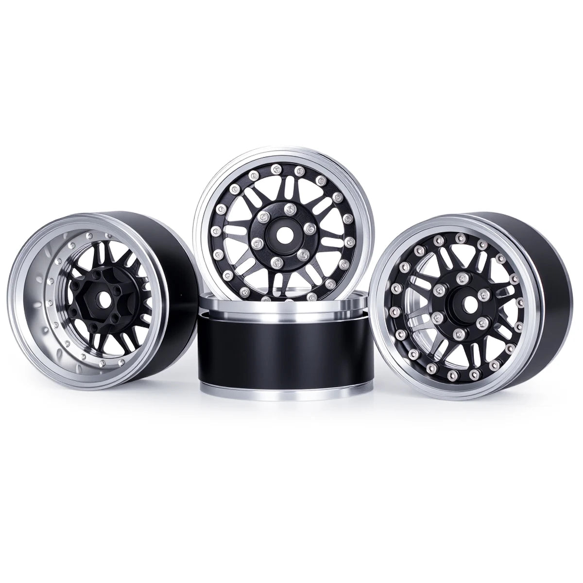 4Pcs 1.9 Aluminum Beadlock Wheel Rims Adjustable Offset 12mm Hex for 1/10 RC Crawler Car TRX4 TRX6 SCX10 90046 GEN7 8 D90 Parts