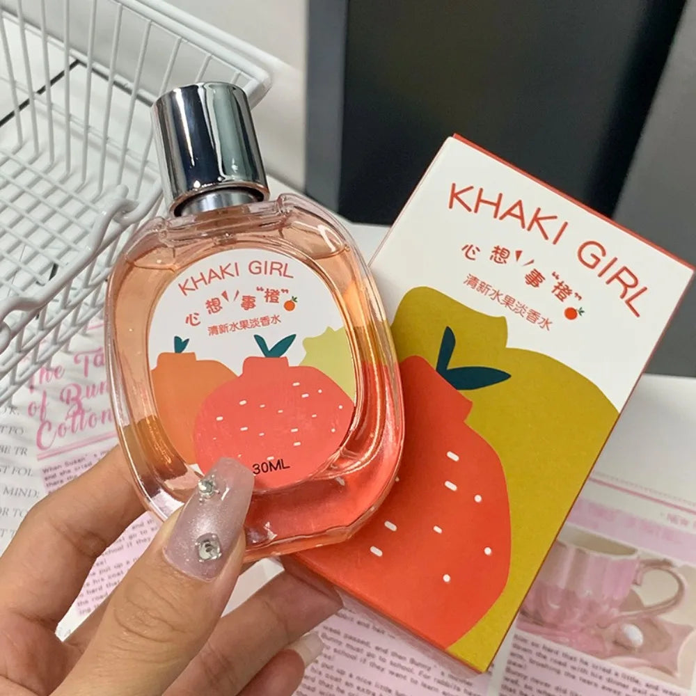 Young Girl Fruity Fragrance Women Perfume Light Long Lasting Sweet Scent of Grape Strawberry Orange 30ml Portable Fruity Perfume