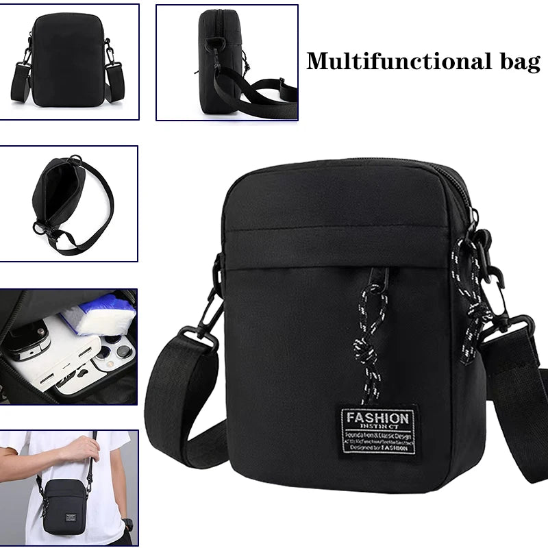 Stylish Men Mini Sling Crossbody Bag, Lightweight Waterproof Small Messenger Shoulder Bag, Compact Pocket Bag for Daily & Travel