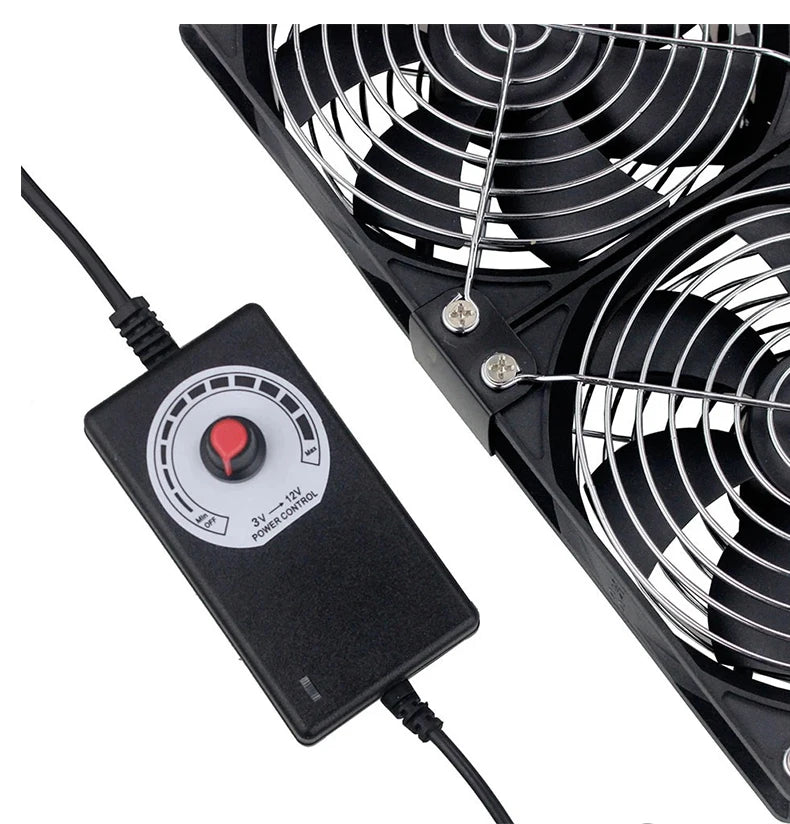 220V 12V Cooling Exhaust Fans with Controller 12cm for GPU VGA Btc Machine Workstation Cabinet Radiator Server Fan