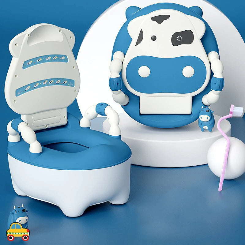 Children's Toilet Baby Potty Urinal Cartoon Cows Design Portable Toilet Seat with Cover Toddler Kids Potty Training Seat