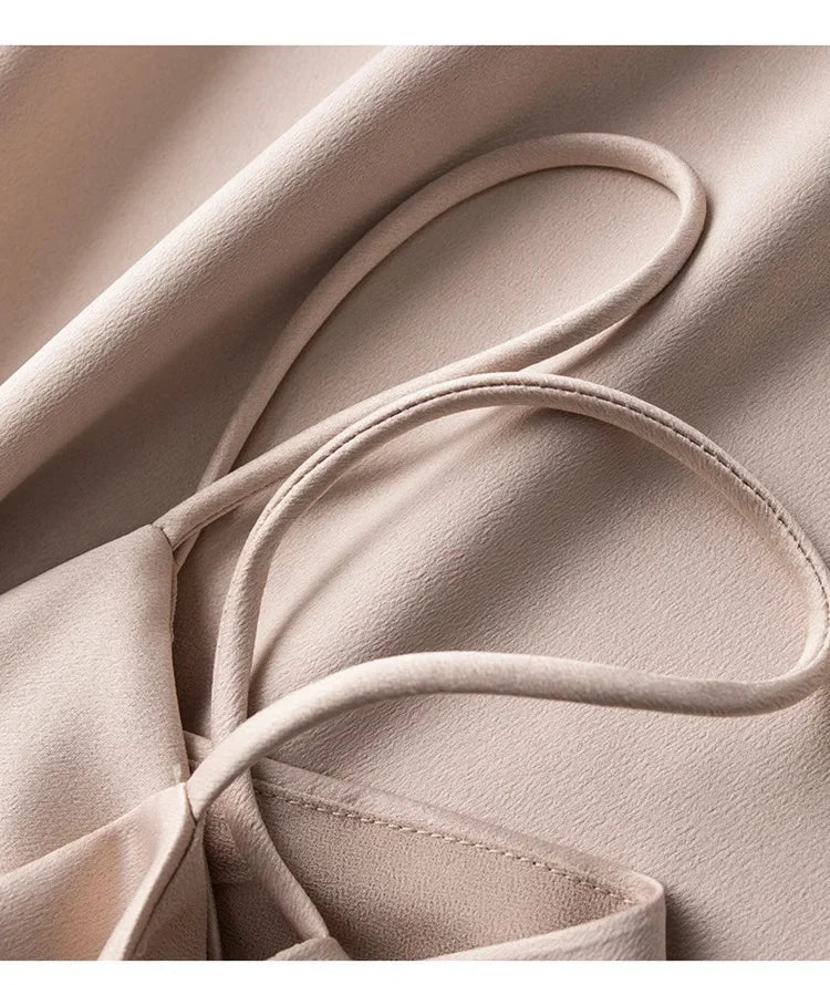 Silk V-neck Slim-fit Satin Dress Sexy Strap Long Gown for Women New 2025 Spring Summer Inner Wear Dress Elegant Lady Dress