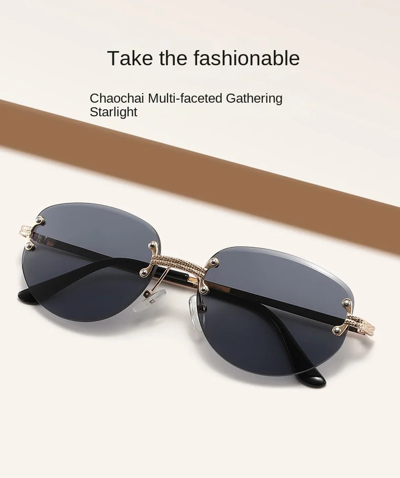 Rimless Sunglasses Irregular Fashion Popular Women Men Shades Small Square Sun Glasses for Female Male Summer Traveling Oculos