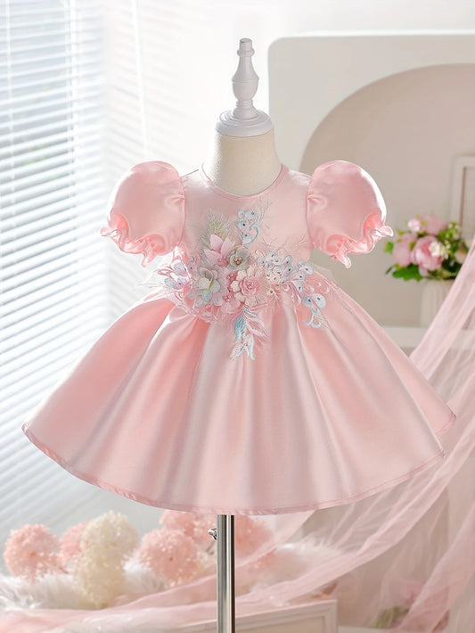 Baby Girl Summer Puffy Sleeve Princess Dress: For Outdoor Play, Cute Baby Must-have, Perfect for Birthdays & Valentine’s Gifts