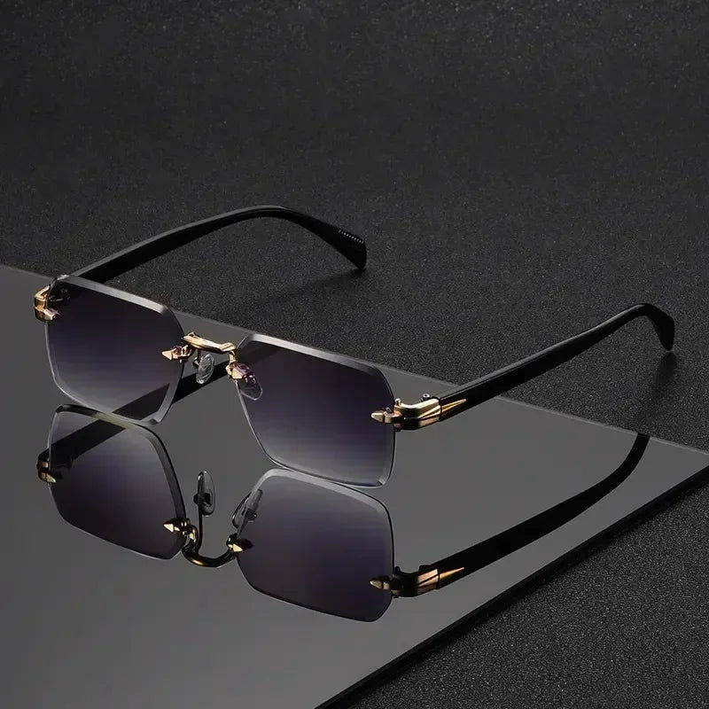 Rimless Sunglasses Rectangle Fashion Popular Women Men Shades Small Square Sun Glasses for Female Male Summer Traveling Oculos