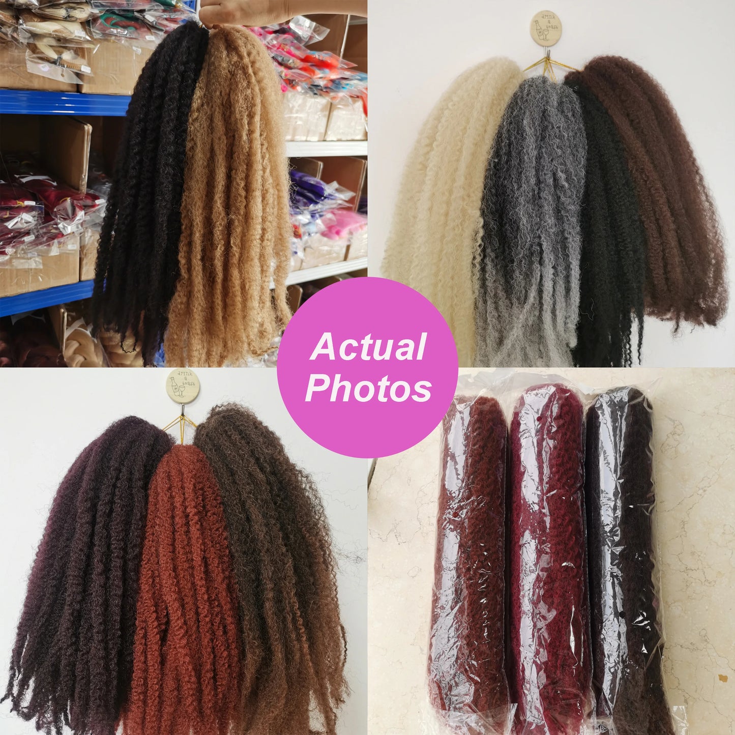 Marley Twist Braiding Hair Pre Stretched Ombre/Solid Colors Afro Kinky Curly Crochet Hair for Faux Locs Jumbo Marley Twists Hair