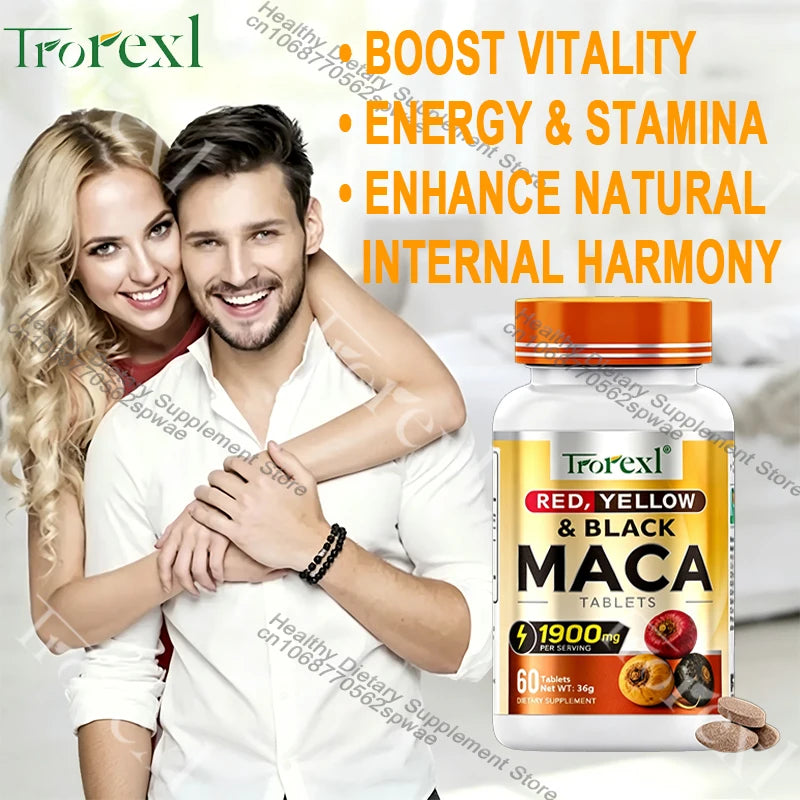 Male-Specific Enhancing Tablets - Premium Tri-Color Maca Root Blend, Self-Confidence Restoration, Stabilize Daily Stamina