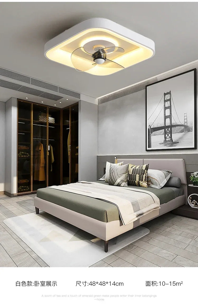 Bedroom fan lamp minimalist round modern minimalist dining room fan integrated master bedroom ceiling lamp electric fan 220V