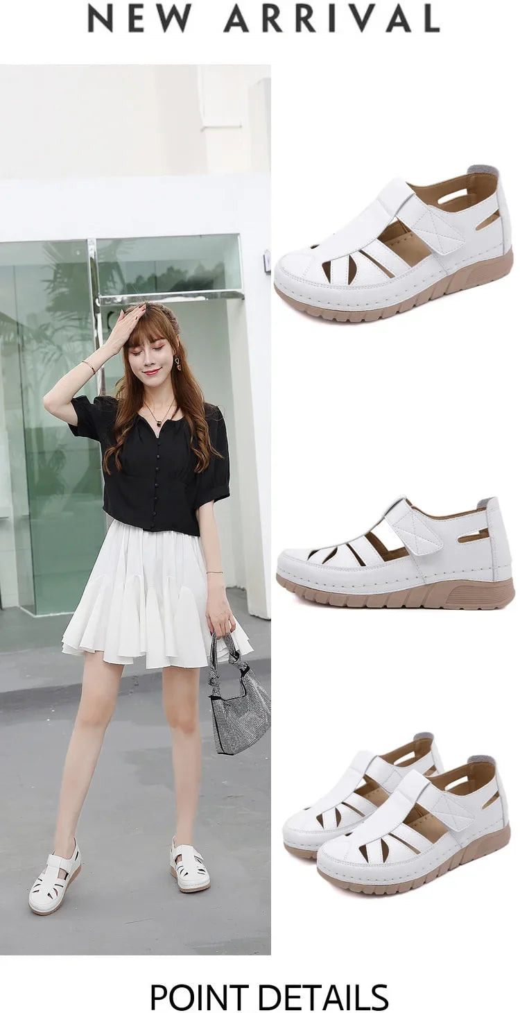 Women's Shoes Sandals Fashion Baotou Wedge Platform Sandals Ladies Retro Rome Sandalias Mujer Slip on Beach Shoes Footwear 2024