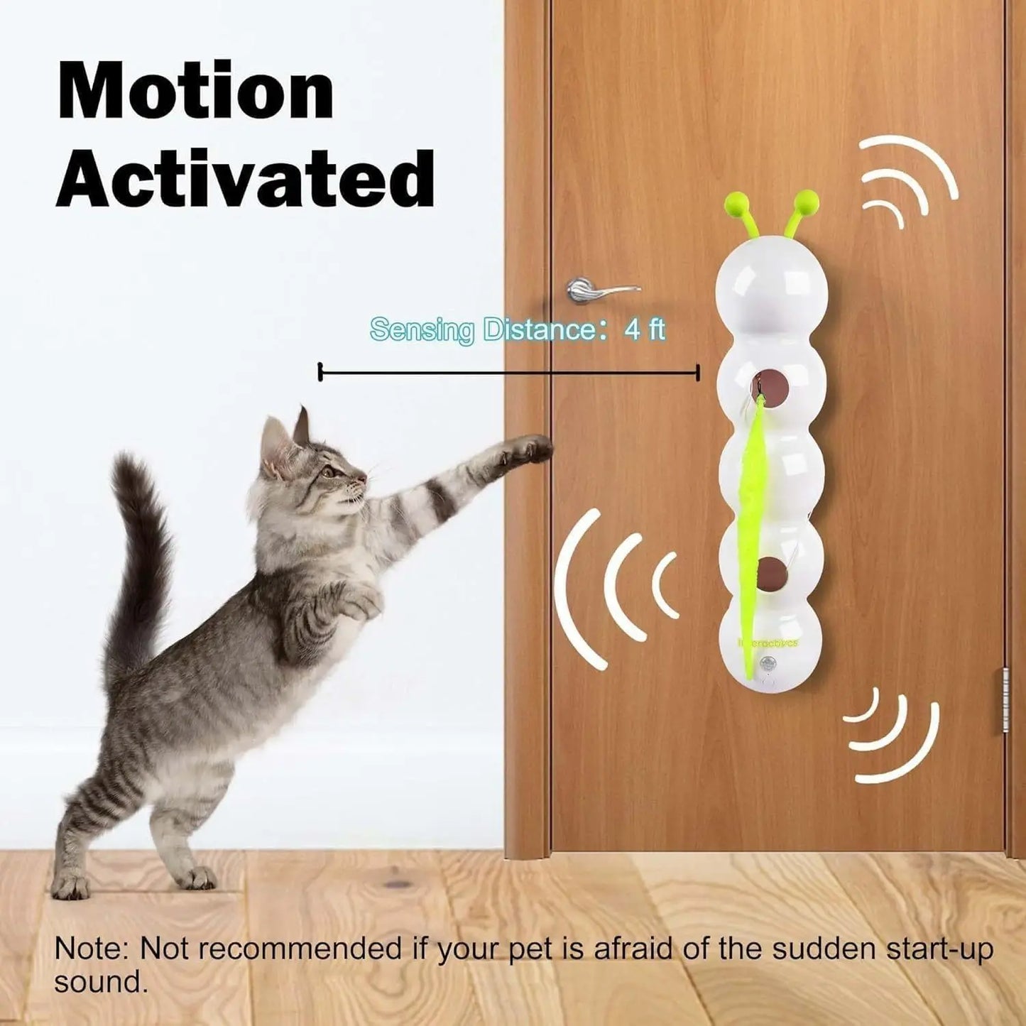 Interactive Cat Toy Motion Activated Wack A Worm Post Automatic Emerging Tail From Hole Teasing Kitten Play Cats Catnip Fun