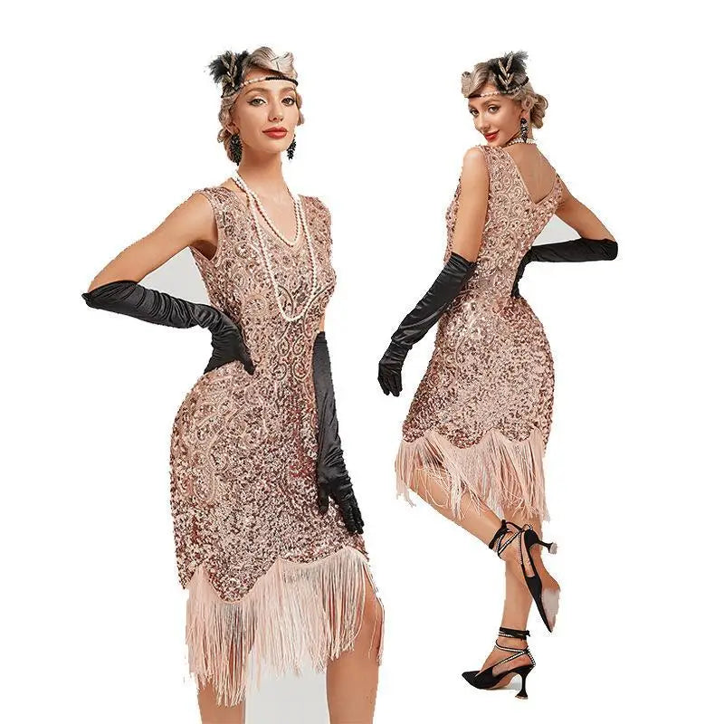 New Arrivals Women's 1920s 30S Sequin Fringed Beaded Flapper Gatsby Cocktail Dress Wedding Formal Party Dresses