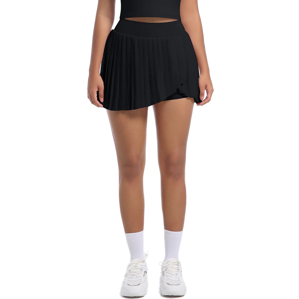 New Pleated Skirt With Pockets Summer Gym Sport Yoga Short Skirt Solid Color Tennis Skirt False Two-piece Sunscreen Tennis Skirt