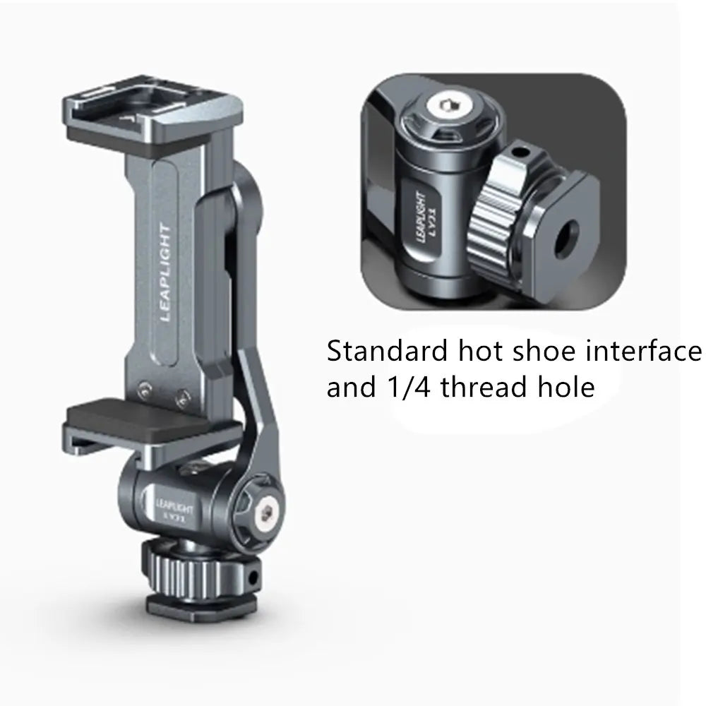 LEAPLIGHT Upgrade Aluminum Phone Tripod Mount Smartphone Holder Adapter W Arca Cold Shoe for iPhone 15 14 13 Phone Mic Light