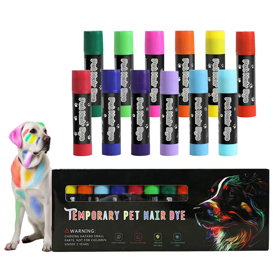 Dog Cat Grooming 12 Colors Dog Hair Color Dye Temporary Non-toxic Vibrant Colors Washable Pet Safe Paint for Dog Cat Animals