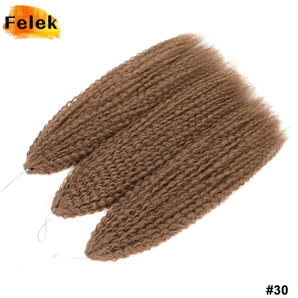 3-7Pcs Synthetic Brazilian Crochet Braids Hair for Women 20-28" Ombre White African Curls Kinky Curly Braiding Hair Extensions