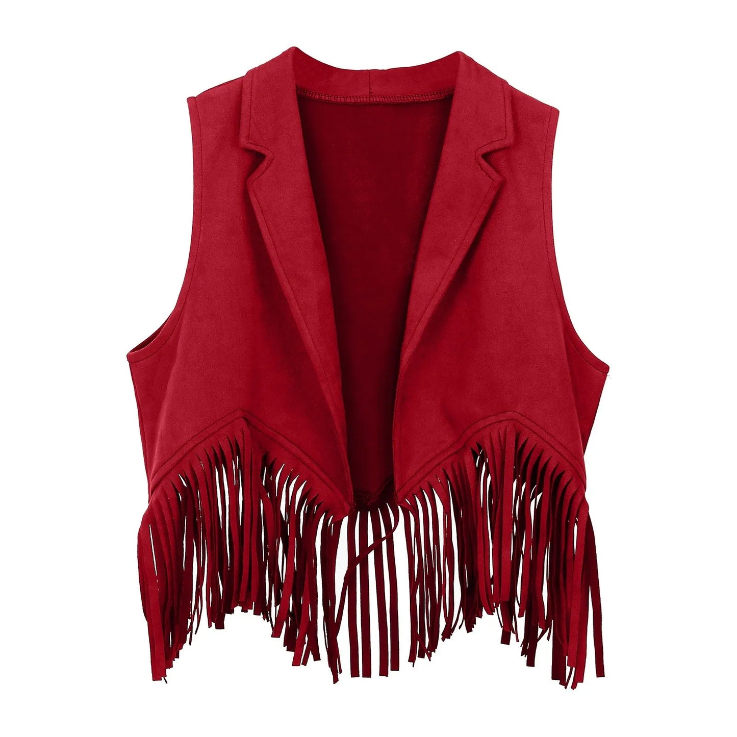 Kids Western Cowboy Vest Boys Girls Suede Tassel Fringe Dress Up Jacket With Hood Girls