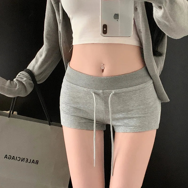 Women Shorts Summer High Elastic Lace Up Drawstring Sleep Bottoms Fitness Running Simple Home Safety Underwear Cool Comfortable