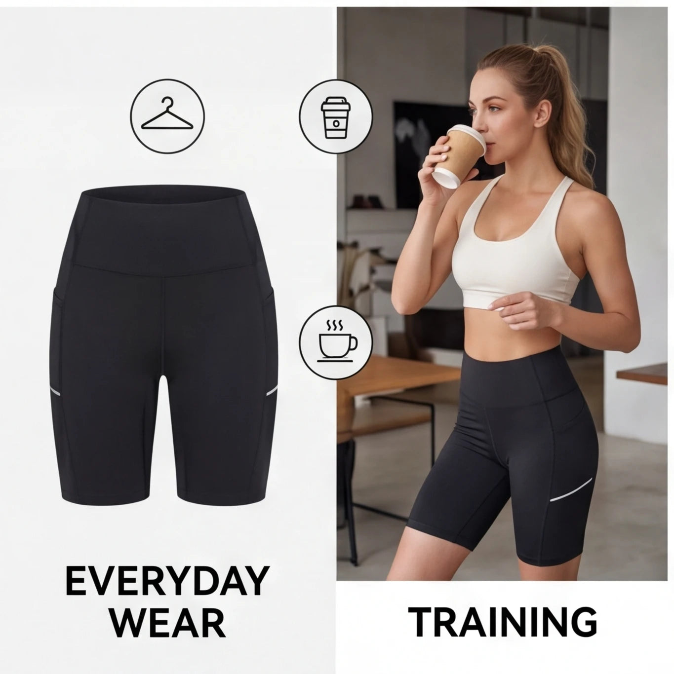 Women's High Waisted Biker Shorts with Phone Pocket Tummy Control High Waist Yoga Pants Tummy Control High Waist Yoga Pants