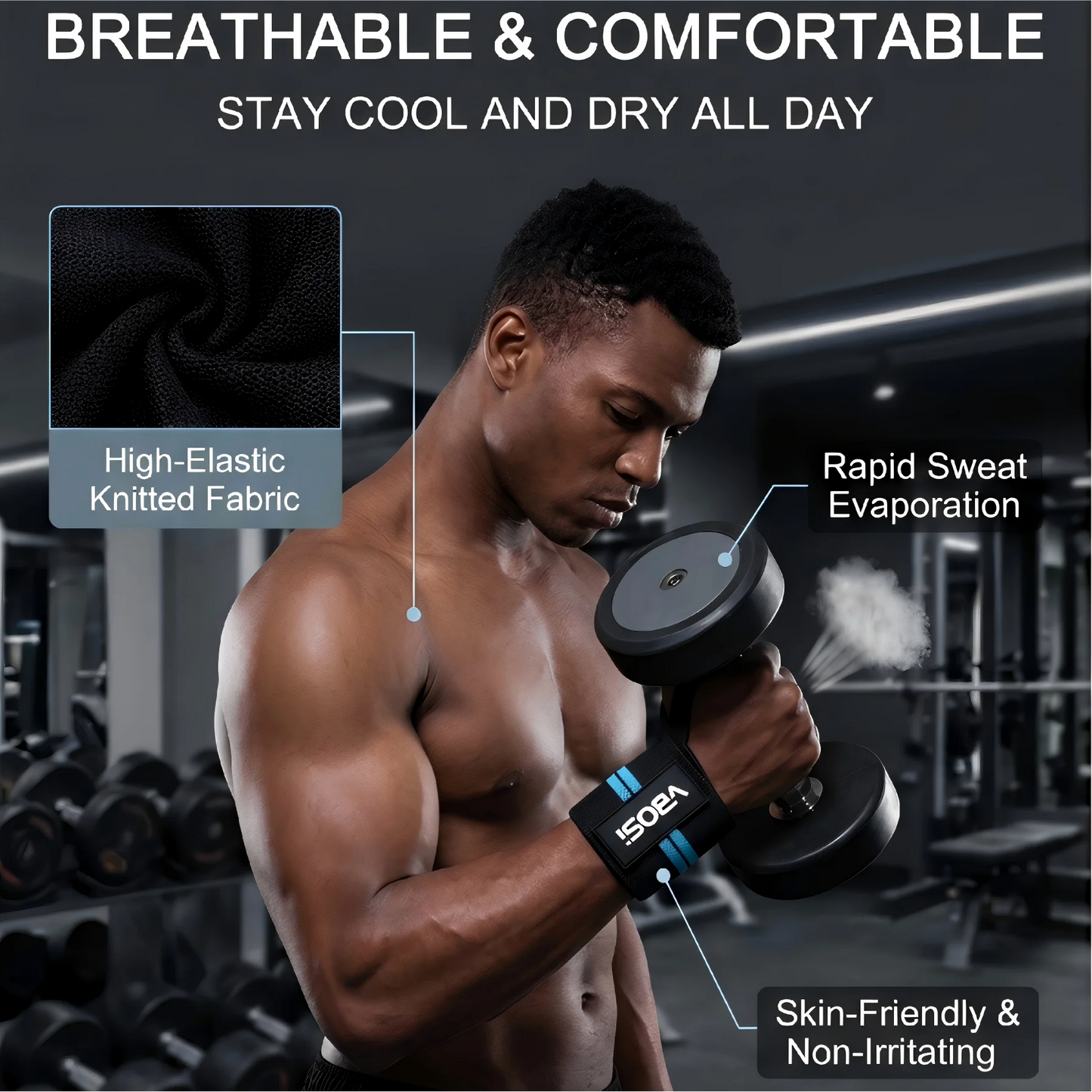 Heavy Duty Wrist Wraps for Weightlifting, Ergonomic Wrist Support Straps, Perfect for Powerlifting, Bodybuilding & Fitness