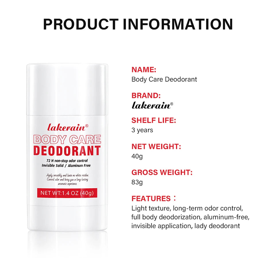 Lakerain Body Care Deodorant Long-Term Odor Control Natural Ingredients Aluminum-Free Sweet Fruity Aroma  Full Body Deodorant