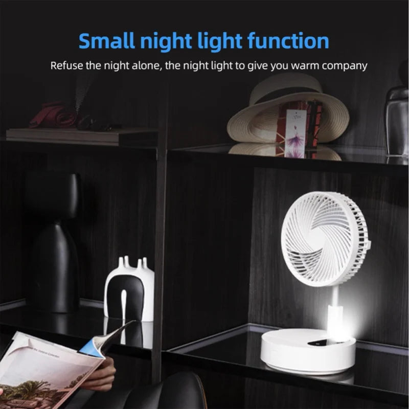 Portable 8.3in Folding Fan Touchscreen Remote Control Standing Desk Cooler 120 Angle 10000mAh Battery Powered Night Light USB