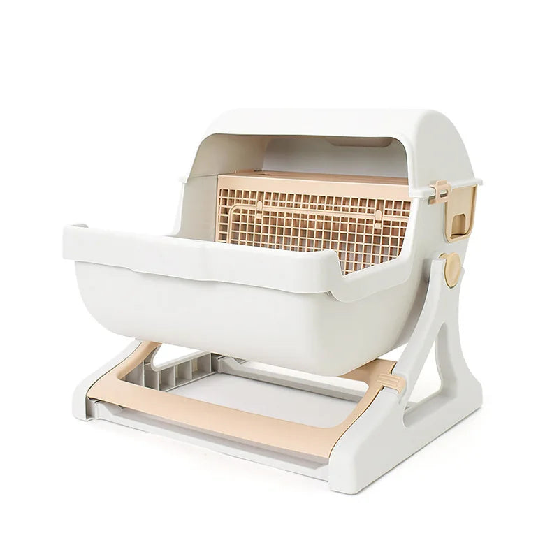 Semi-automatic Cat Litter Box Anti-splash Oversized Semi-closed Pet Toilet Lazy Cat Toilet Pet Products
