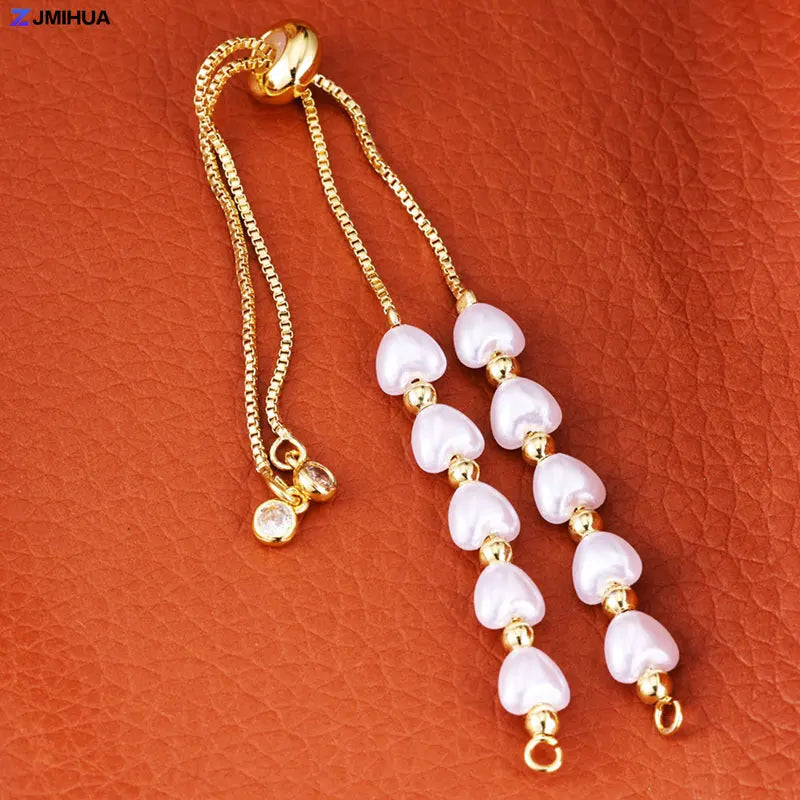 Elegant Natural Pearls Connector Adjustable Size Chain For DIY Fashion Women Girls Bracelets Jewelry Findings Accessories