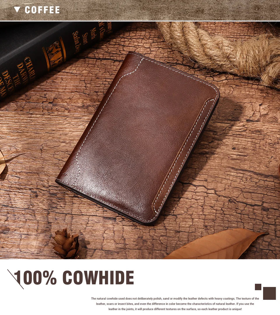 Travel Essentials Passport Holder Wallet RFID Full Grain Leather Mens Credit Card Holder Slim Purse with Vaccine Card Slot