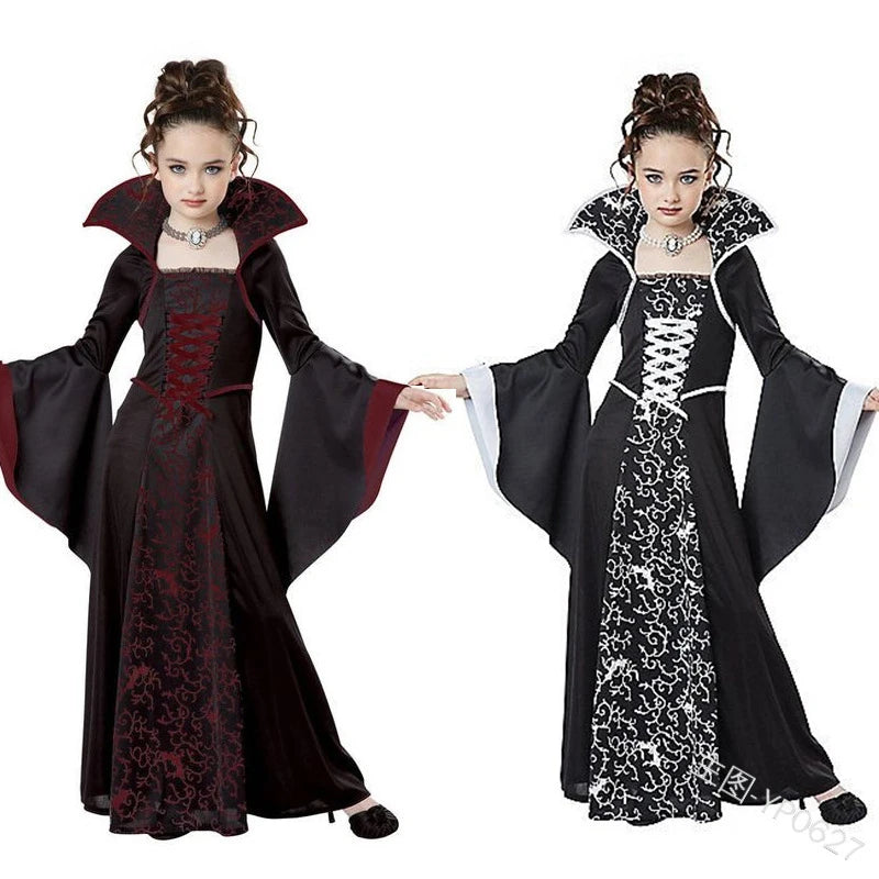 Halloween Costume for Kids Halloween Fantasy Vampire Costume Girls Witch Cosplay Children's Performance Clothing for Party