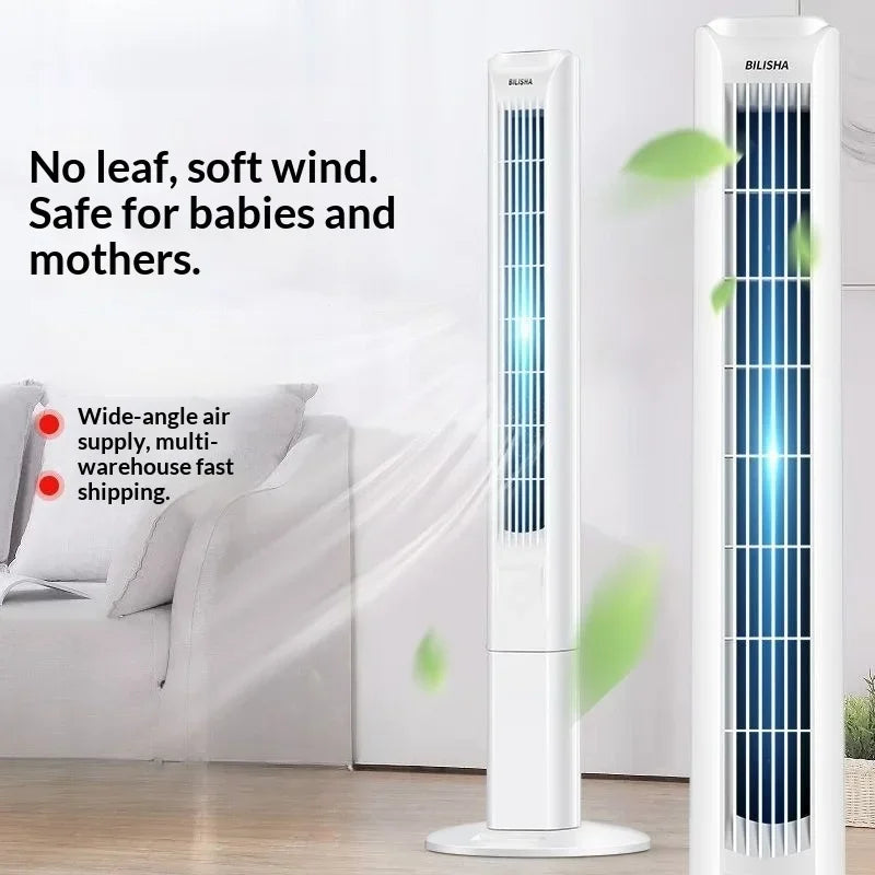 Bladeless Oscillating Tower Fan Quiet Remote Control USB Portable Adjustable Height Silent Bedroom Office Dorm Air Conditioner