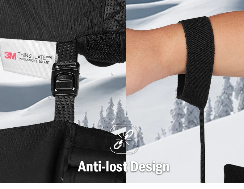 INPAKO thickened men's and women's professional ski gloves windproof winter warm snow gloves snowmobile five-finger gloves