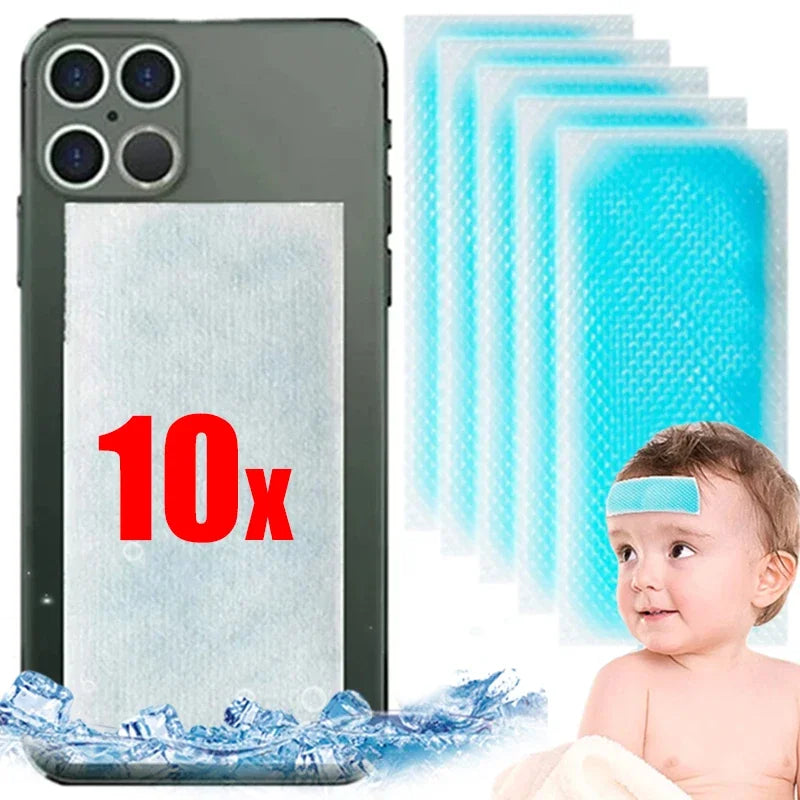 5-1Pairs Summer Ice Gel Cooling Patches Headache Pain Relief Fever Forehead Strip for Summer Cool Lower Temperature Ice Stickers
