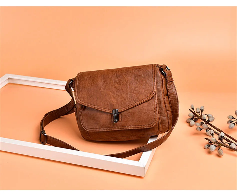 Vintage Soft Leather Women's Crossbody Bag Luxury Designer Handbag Small 2024 Sac a Femme Femmels' Shoulder Bags