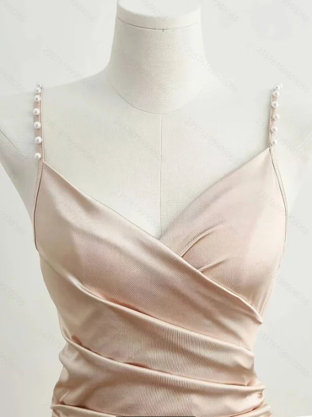 New Summer Dresses for Women Elegant Spaghetti Strap Women Dress Slit Slim Beading Dress Women Vestidos De Verano Mujer Q4114