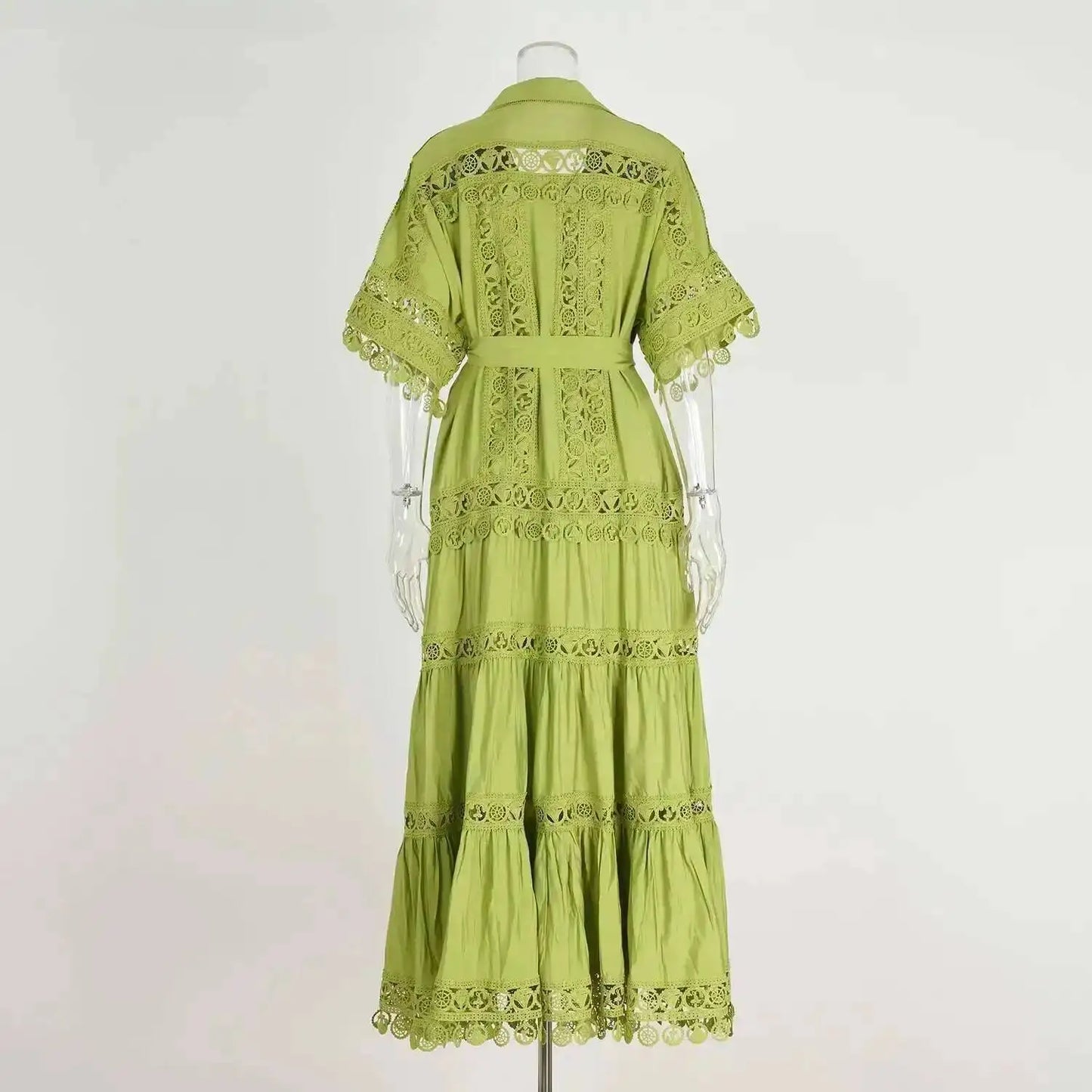 Luxury Long Maxi Dresses Shirt Women 2025 Summer Holiday Lace Embroidery Cotton Loose Big Size Hollow Out Wedding Dress White