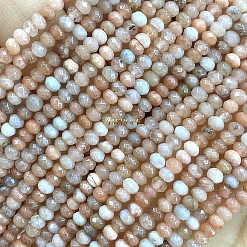 3x4mm Rondelle Faceted Natural Stone Chalcedony Tourmaline Color Loose Spacer Beads for Jewelry Making Diy Bracelet Accessories