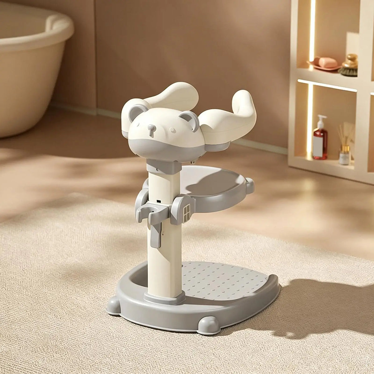 Adjustable Baby Shower Stand Detachable Infant Bath Support With Non Slip Base Toddler Bathing Helper For Baby Body Washing Home