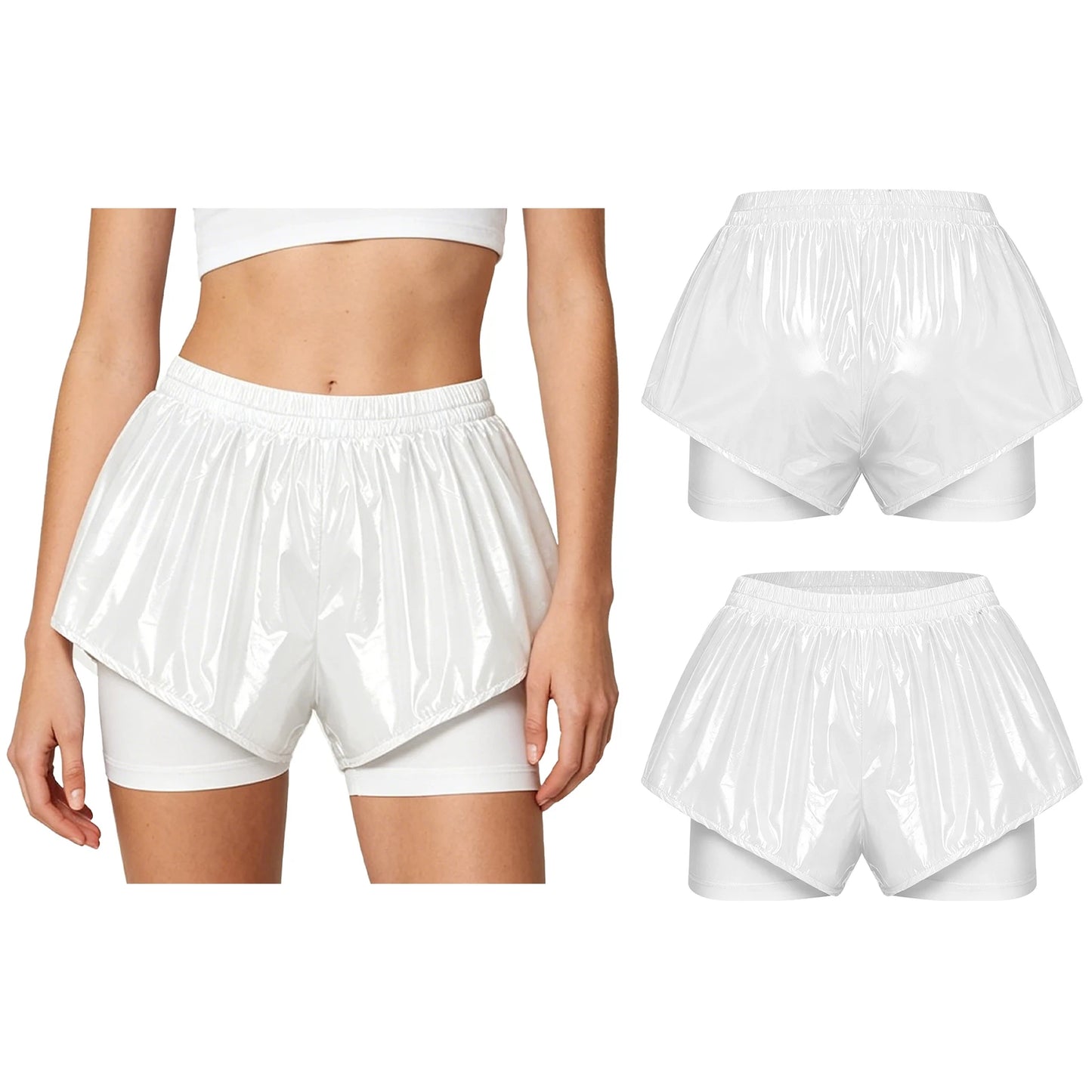 Women Waterproof 2 in 1 Athletic Shorts Swim Trunks Beach Pool Swimwear Beachwear Running Cycling Sports Workout Sportswear