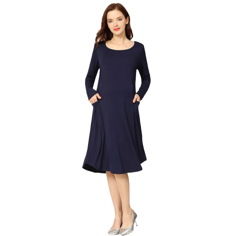Emotion Moms Long Sleeve Pregnancy Maternity Clothes Nursing Clothing Breastfeeding Dresses for Pregnant Women Maternity Dress