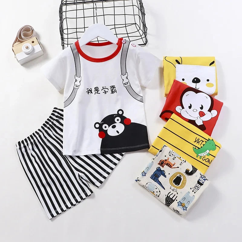 Kids Clothes Set Baby BoyGirl T-Shirt + Shorts Summer Clothing Cotton Cartoon Casual Boys Tracksuit Children Baby Clothes Set