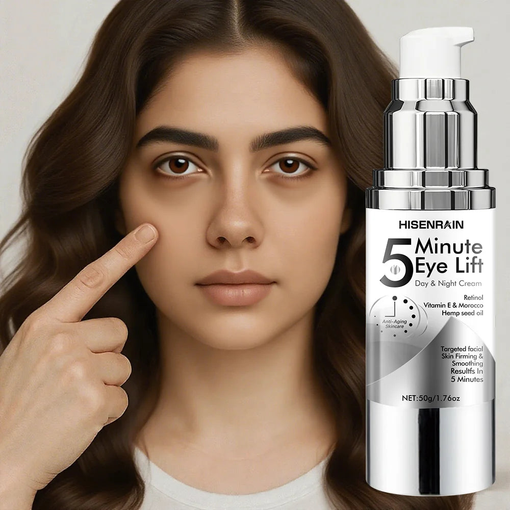 HISENRAIN Under Eye Cream, Caffeine & Retinol, Anti-Aging, 5 Minutes Lifting Effect, Dark Circles, Puffiness, Wrinkles.