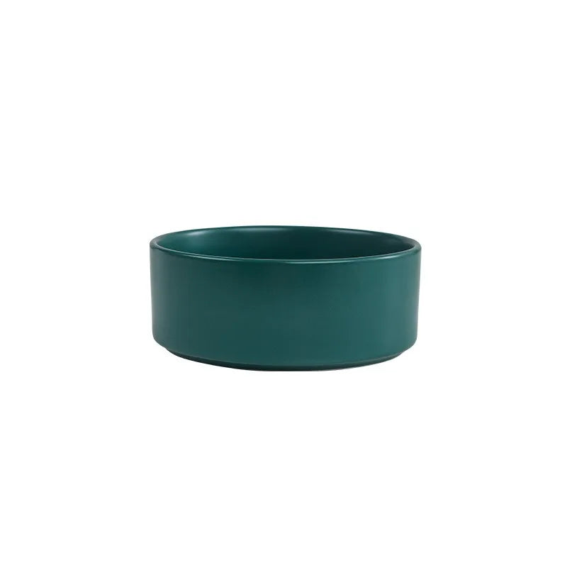 Cat bowl cerami double bowl water bowl integrated wooden rack protects cervical spine high-legged dog bowl dog bowl