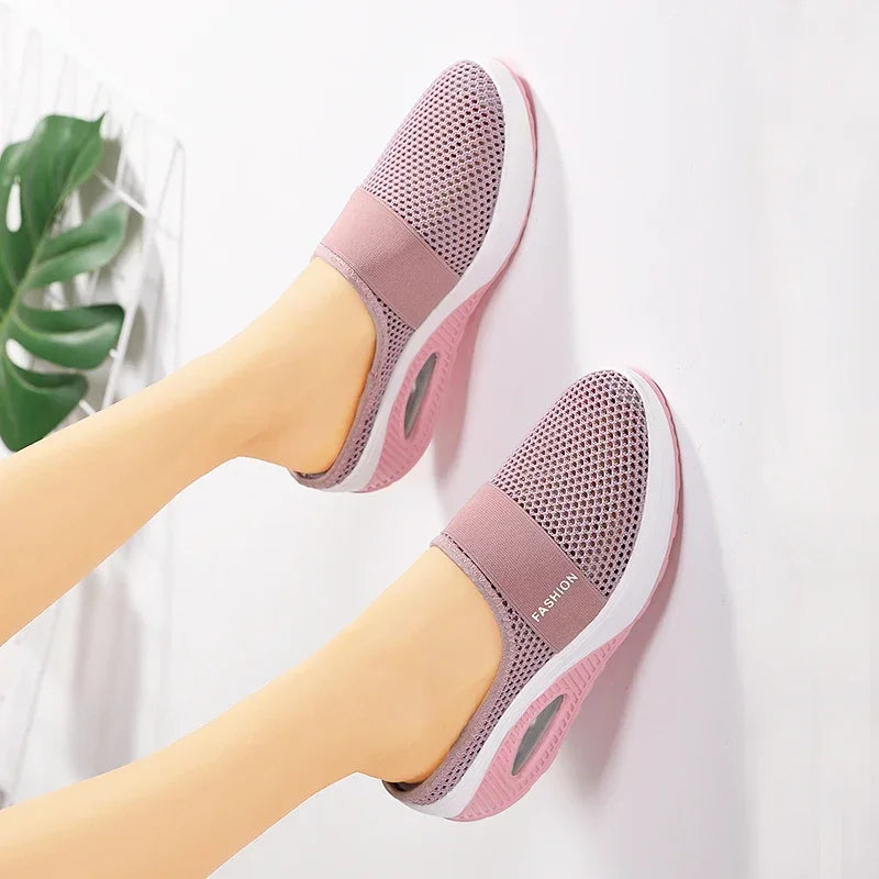 Air Cushion Slip-On Women Walking Shoes Orthopedic Diabetic Ladies Platform Mules Mesh Lightweight Slippers Wedge Female Sneaker