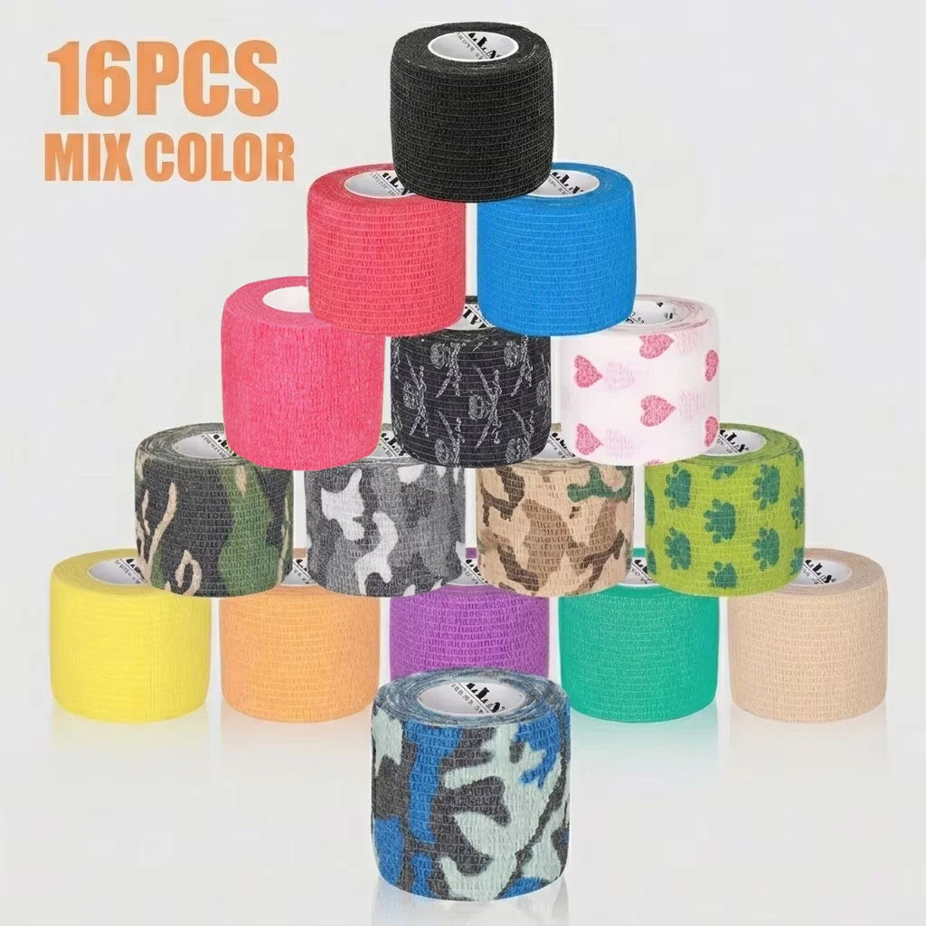 16/10/3PCS Tattoo Grip Bandage Colorful Self Adhesive Wrap 5cm X 4.5m Non Slip Handle Tape Tattoo Machine Grip Cover Supplies