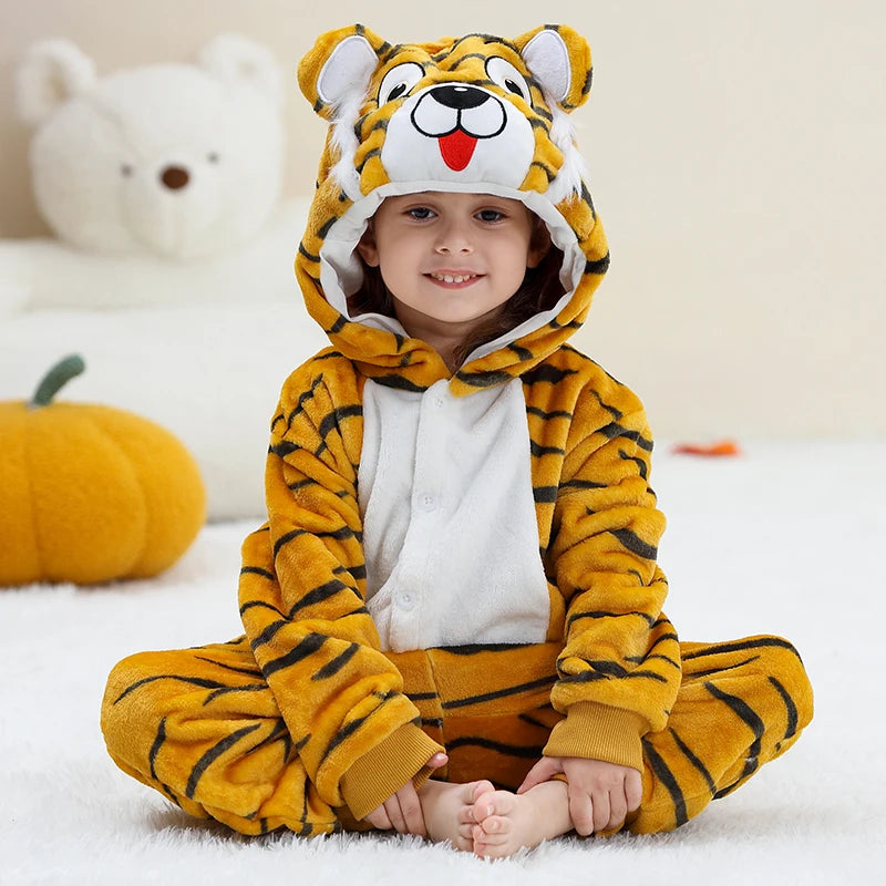 MICHLEY Christmas Capybara Flannel Blanket Sleepers Onesie Hooded Children Costume Clothes Jumpsuit Sleepwear For Boys Girls