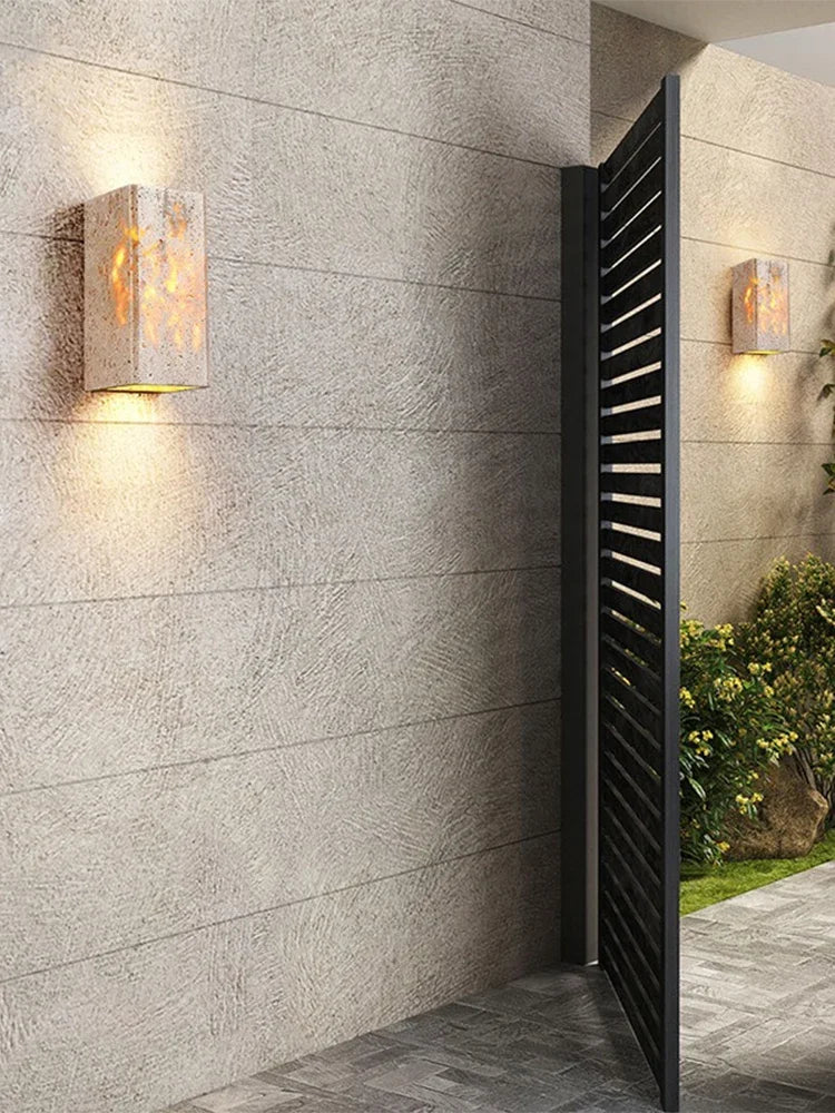 Wabi Sabi Yellow Marble Wall Lamp Led Bedside Japan Bedroom Living Room Wall Light Travertine Stair Cor