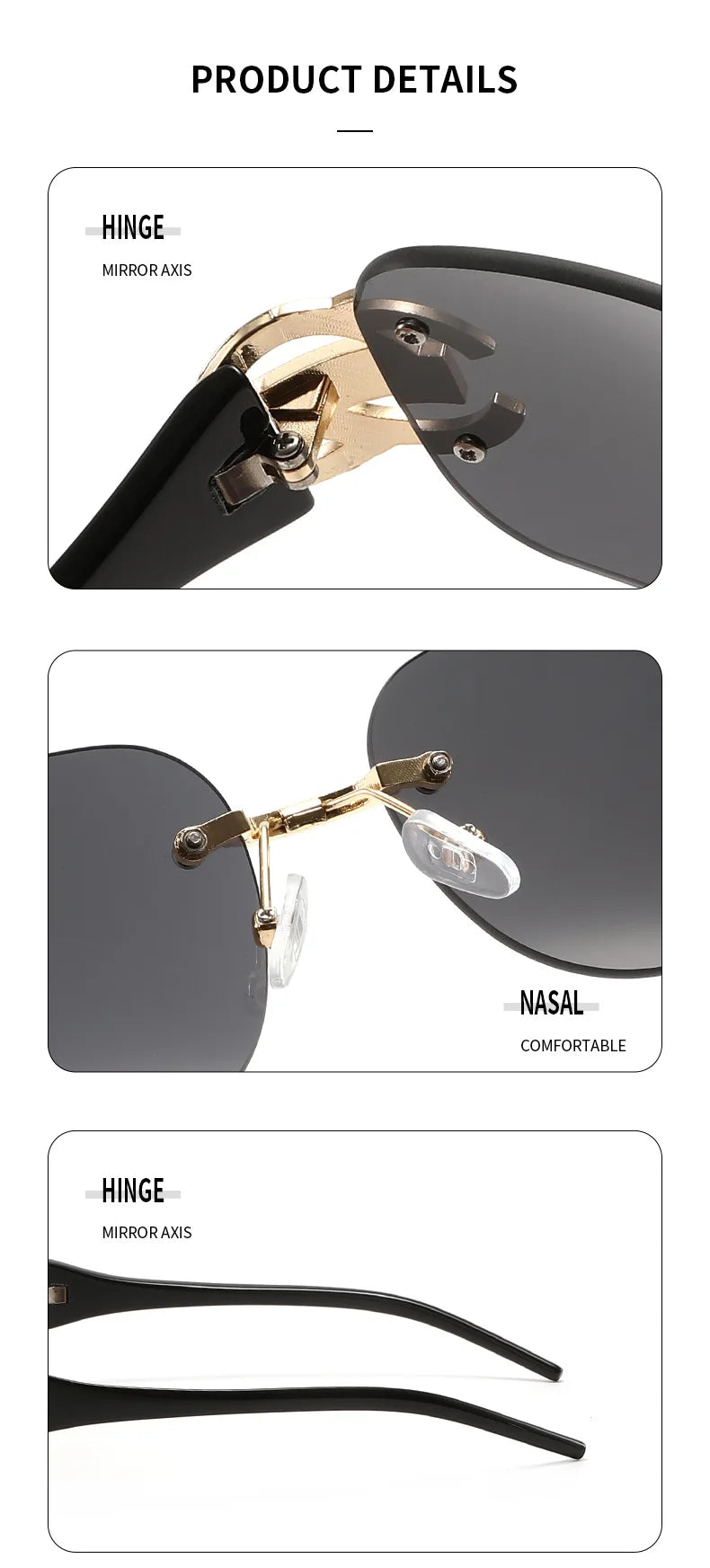 Sexy Popular Ins Rimless Square Sunglasses for Women Luxury Brand Design Diamond Punk Sun Glasses Cute Pink Shades Girls Eyewear
